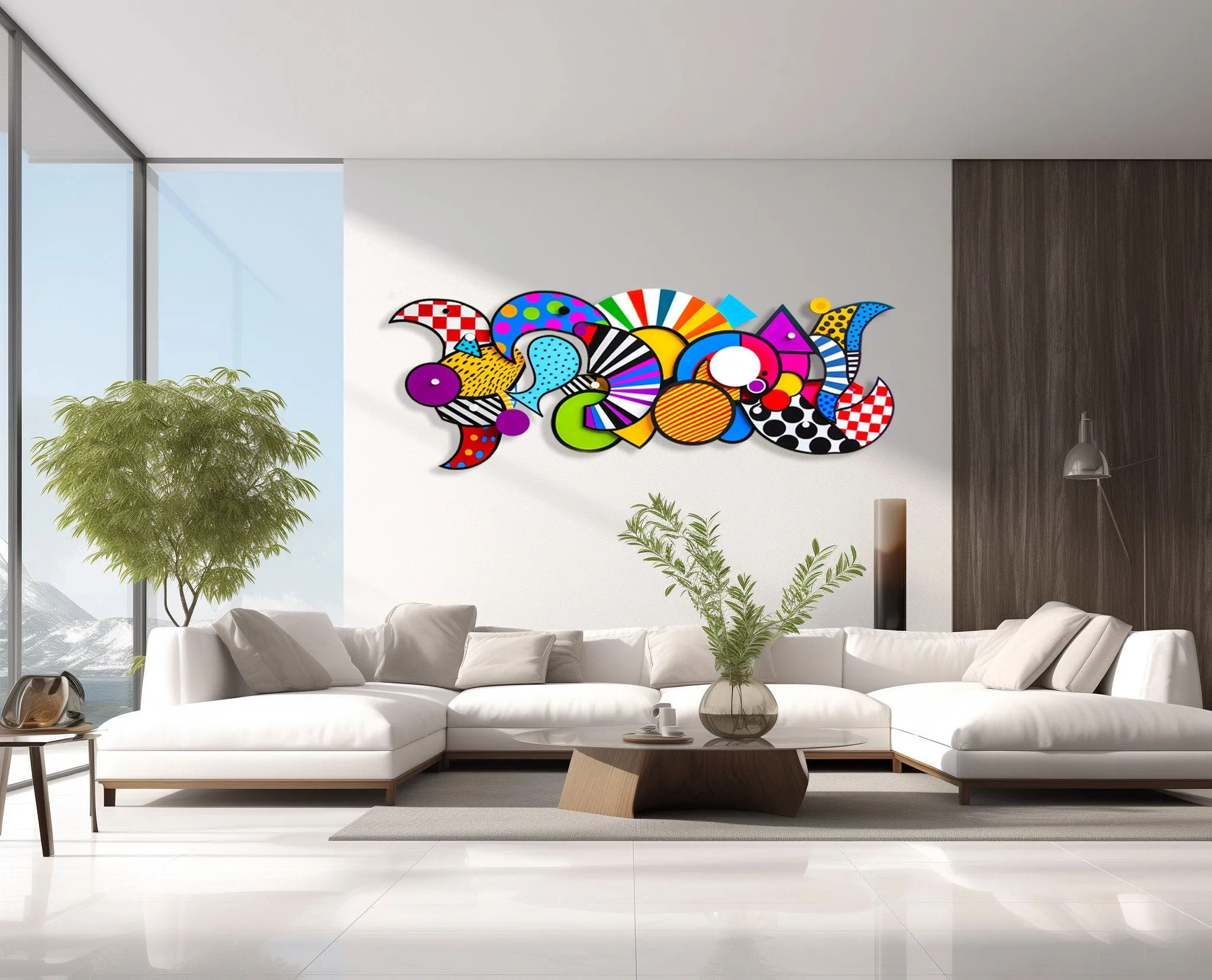 Pop Art Wall #98 Sculpture Graffiti Art Extra Large Wall Decor Printed Maximalist Wall Art UniQstiQ Mid Century Modern Indoor/Outdoor Decor