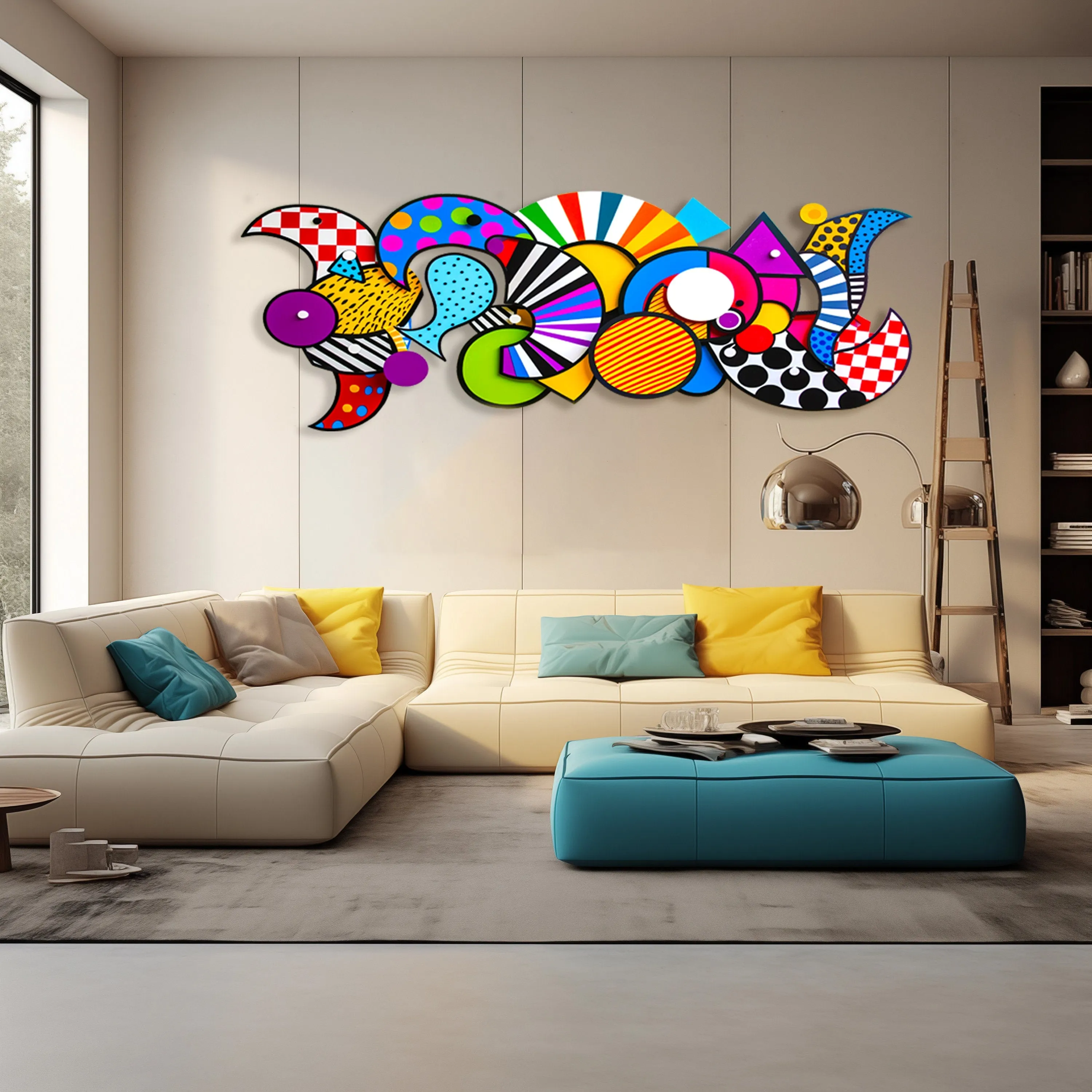 Pop Art Wall #98 Sculpture Graffiti Art Extra Large Wall Decor Printed Maximalist Wall Art UniQstiQ Mid Century Modern Indoor/Outdoor Decor