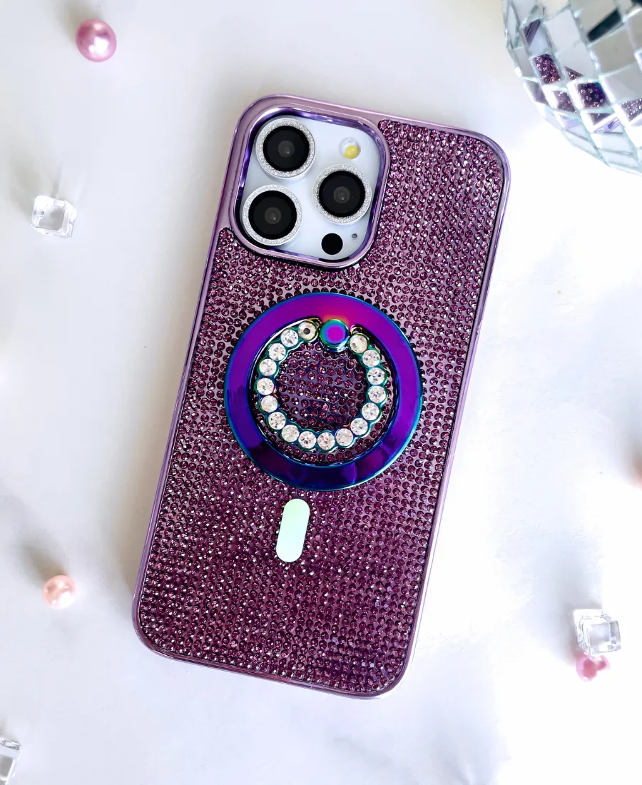 Purple Crystal Glam MagSafe Phone Case