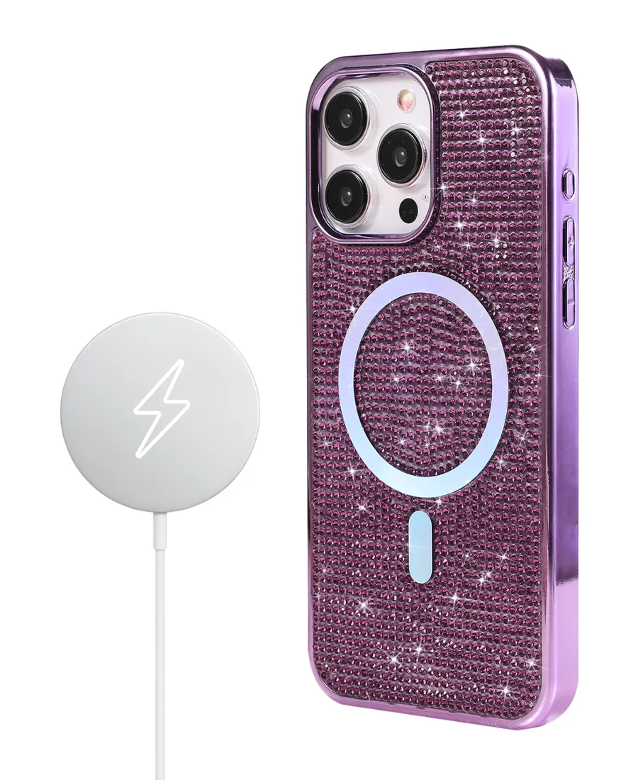 Purple Crystal Glam MagSafe Phone Case