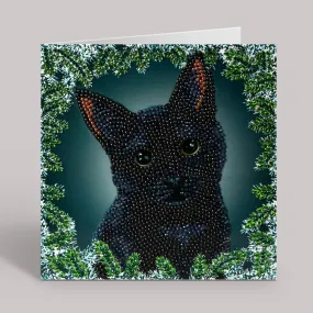 "Christmas Cat" Crystal Art Card 18x18cm