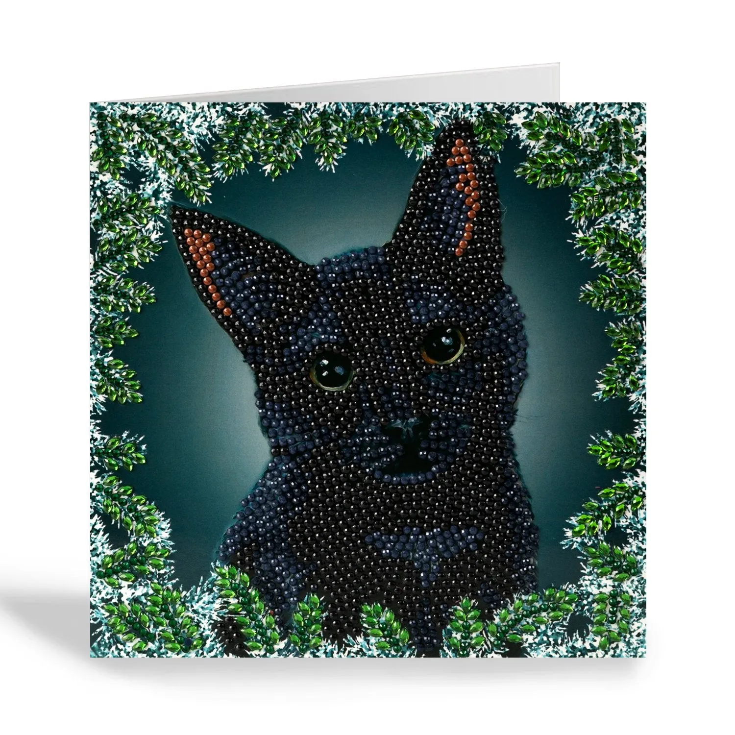 "Christmas Cat" Crystal Art Card 18x18cm