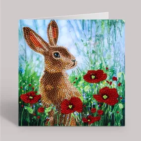 "Wild Poppies and the Hare" Crystal Art Card 18x18cm