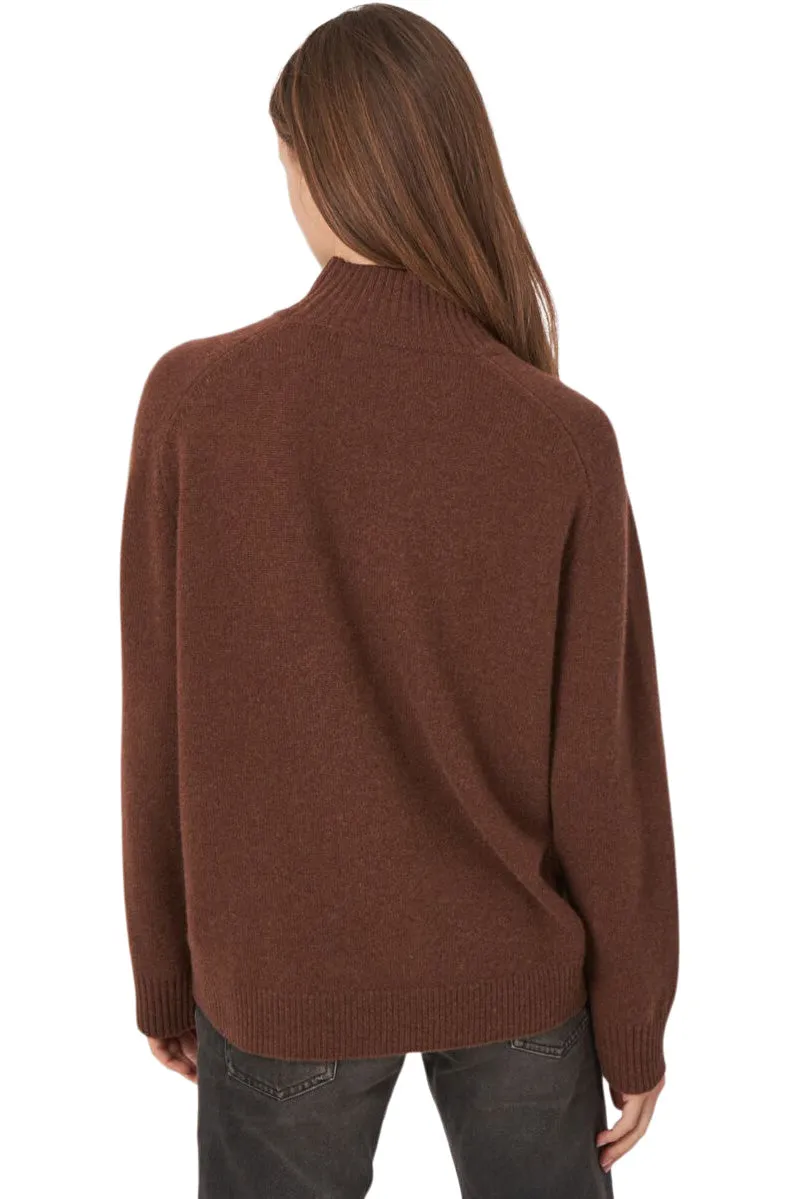 Repeat Cashmere Loose Fit High Neck Sweater in Brown