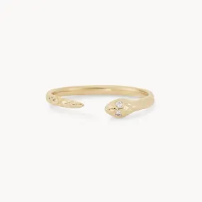 revival diamond snake ring - 14k yellow gold