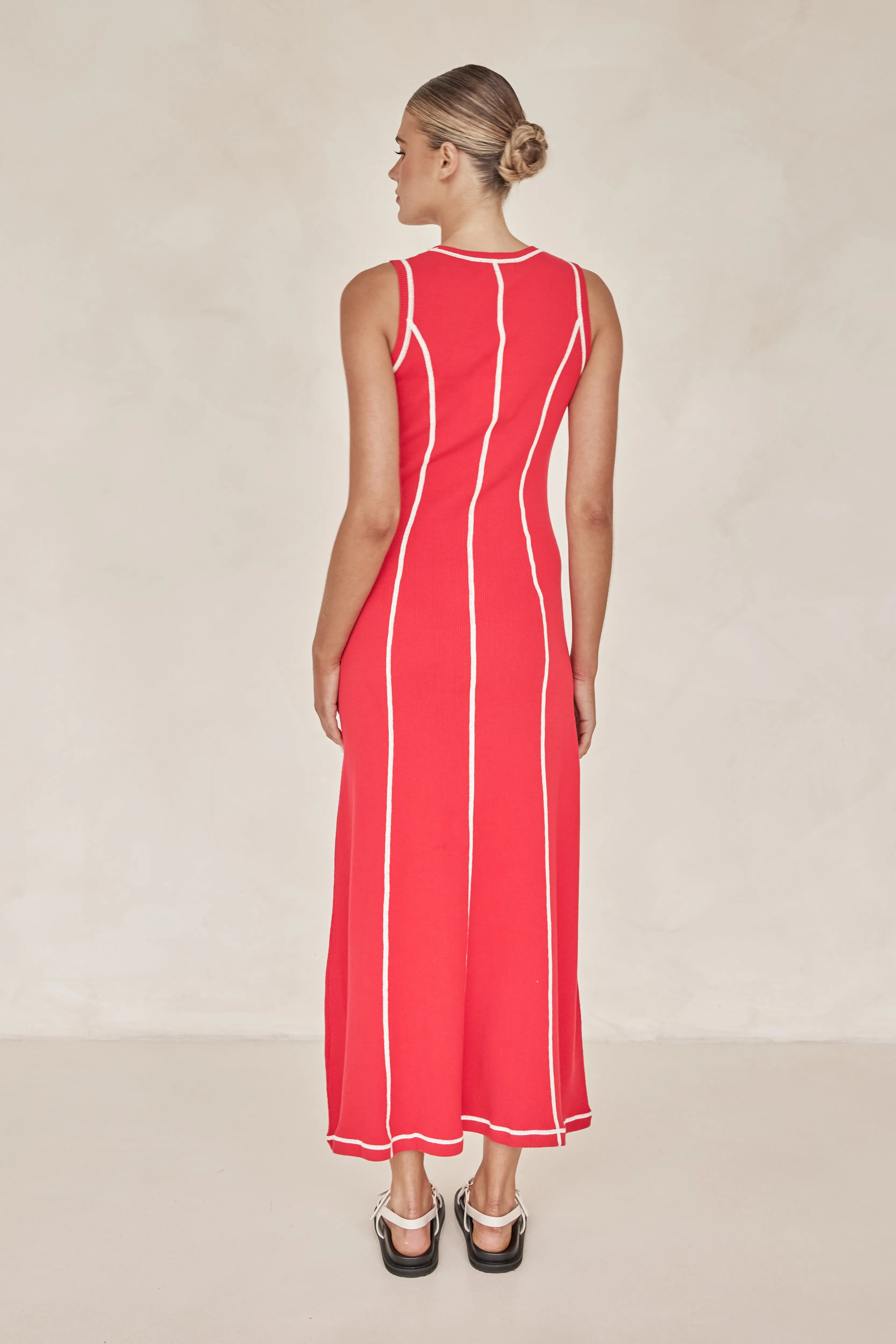 Rosalind Knit Maxi Dress (Red)