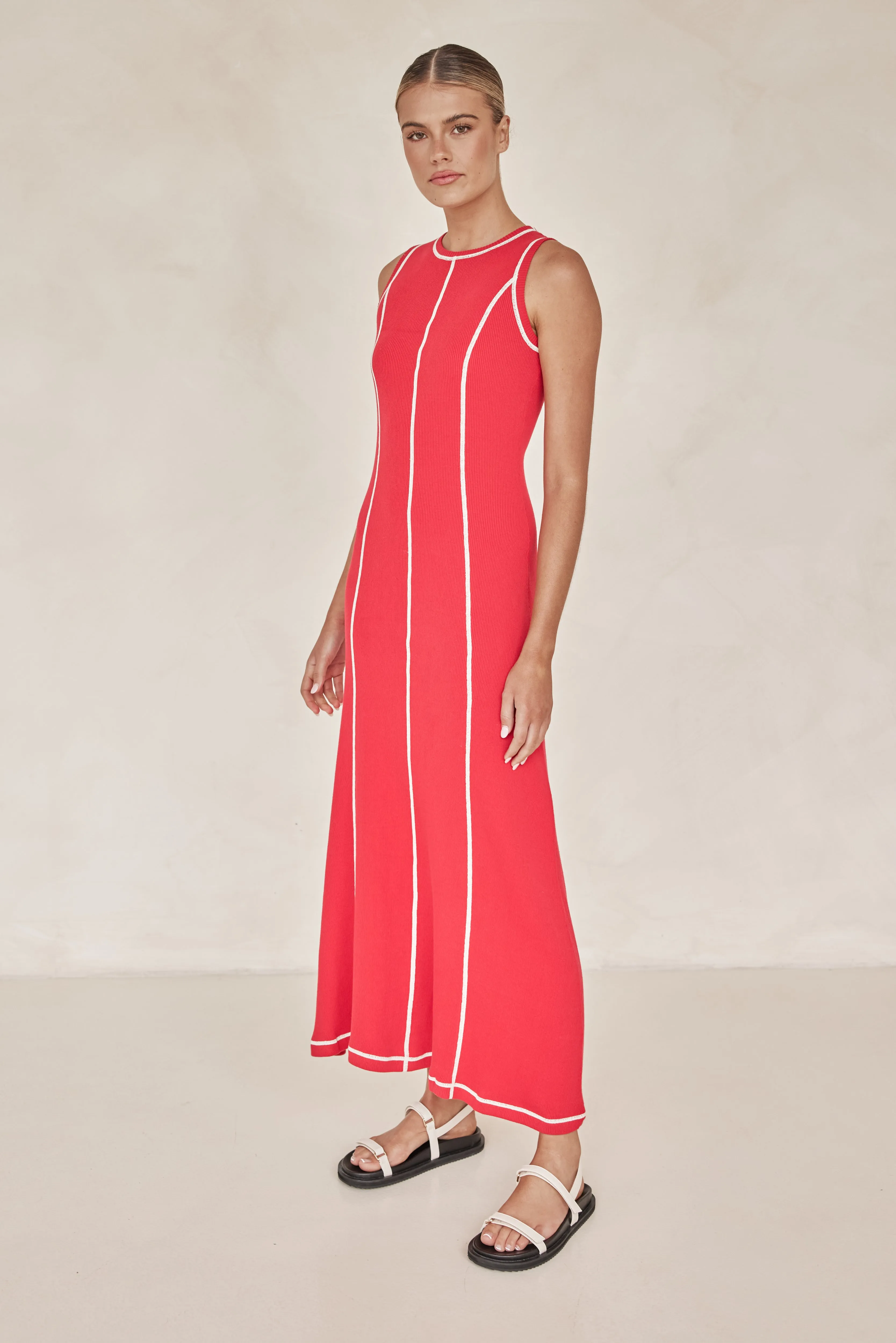 Rosalind Knit Maxi Dress (Red)