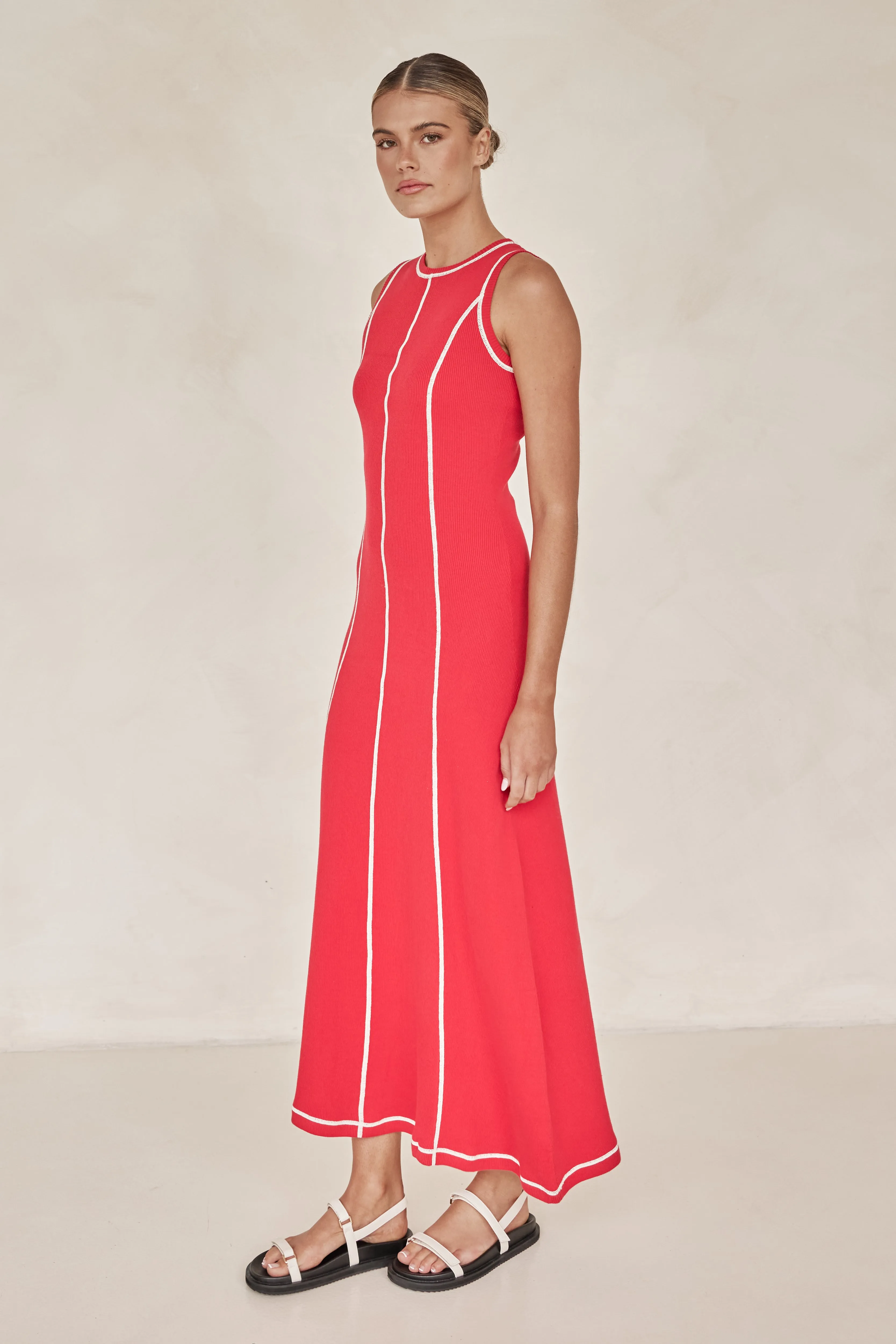 Rosalind Knit Maxi Dress (Red)