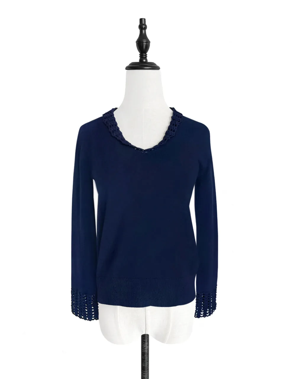 Surprise Sale! Crochet Details Cashmere Wool Blend Jumper