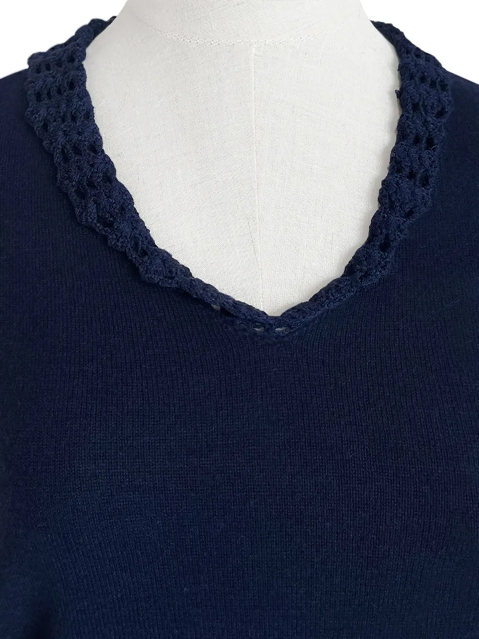 Surprise Sale! Crochet Details Cashmere Wool Blend Jumper