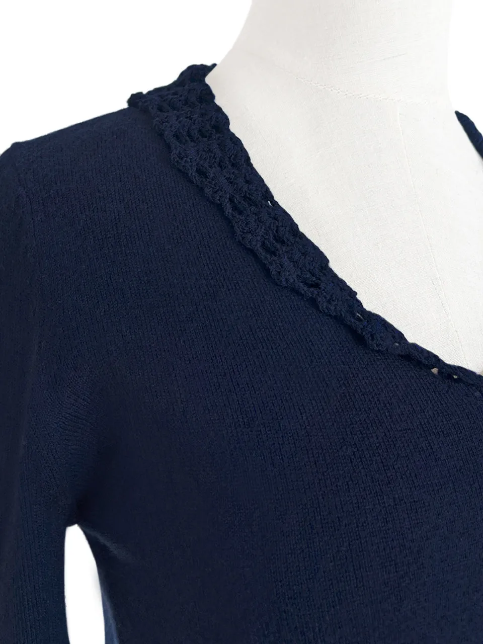 Surprise Sale! Crochet Details Cashmere Wool Blend Jumper