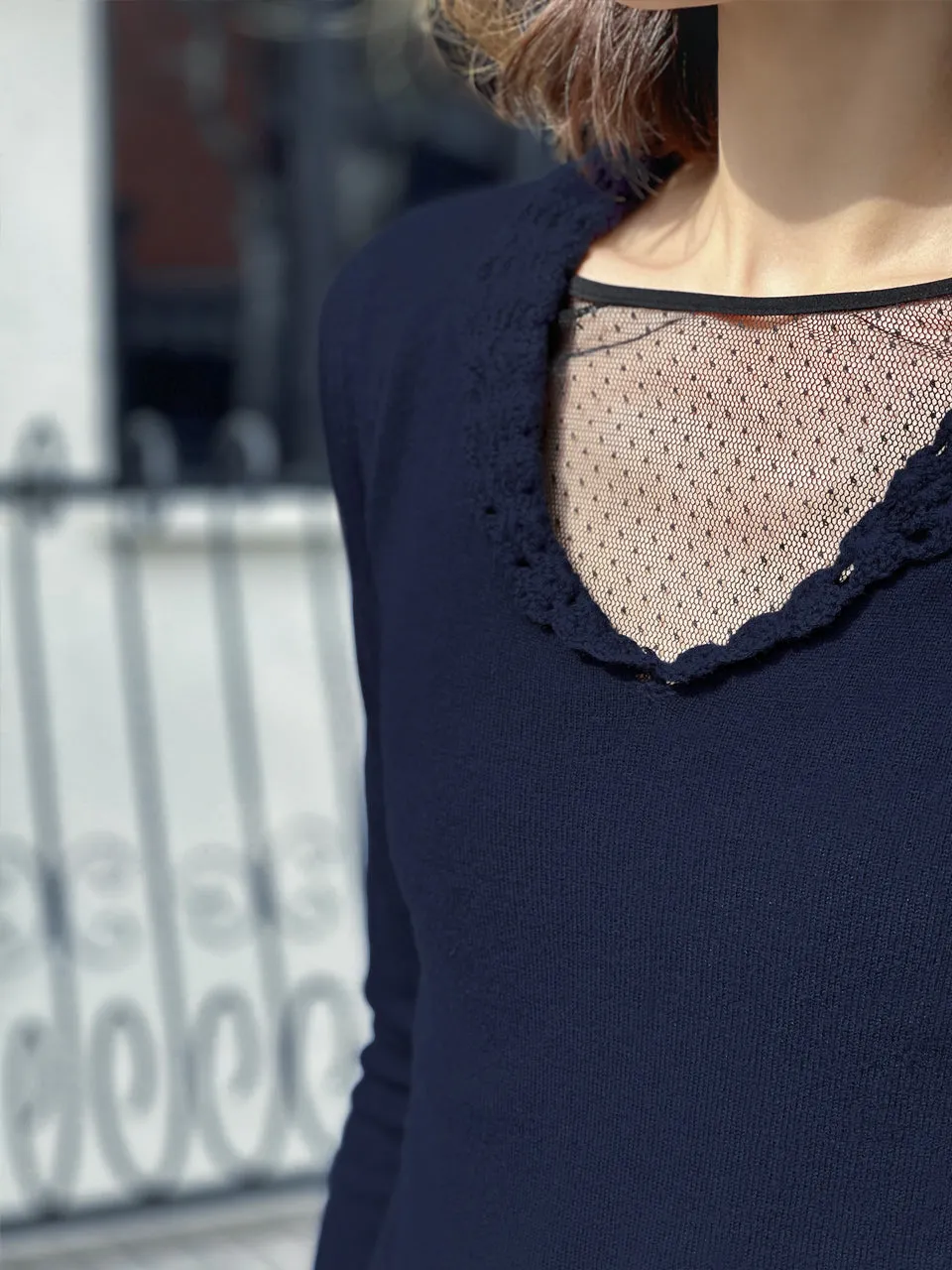 Surprise Sale! Crochet Details Cashmere Wool Blend Jumper