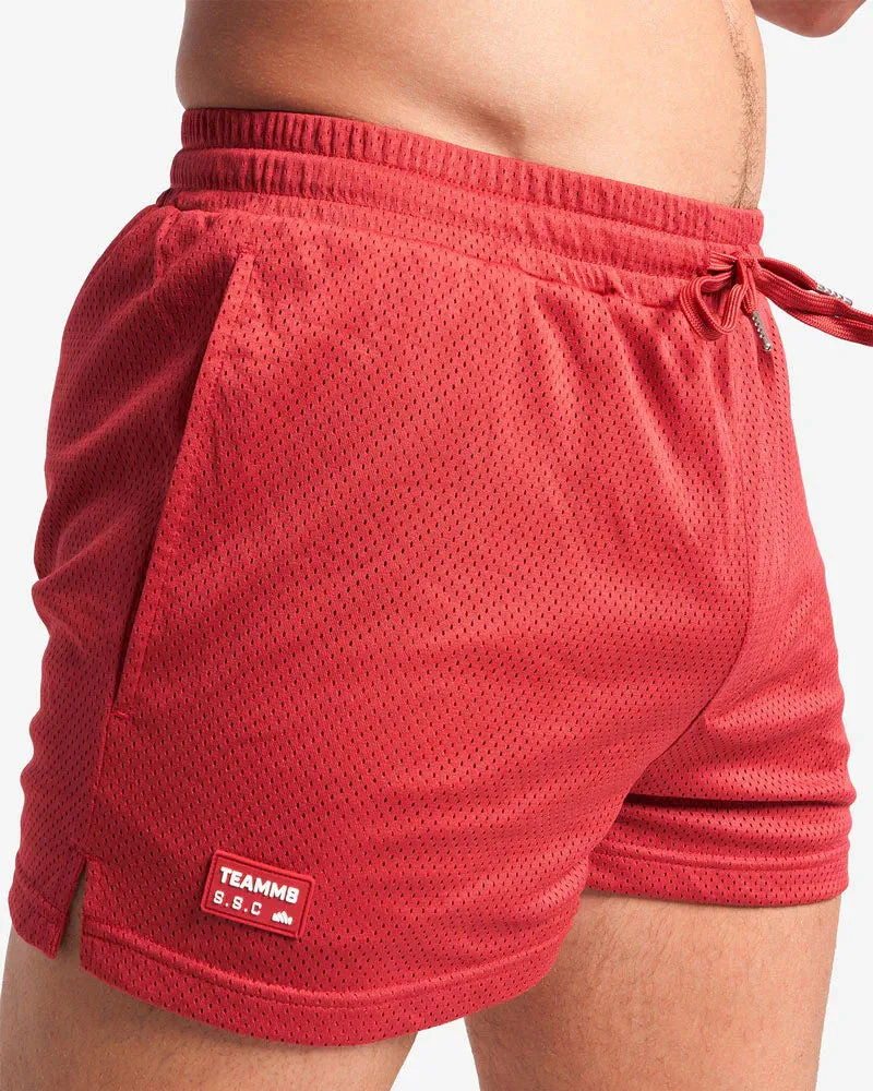 Teamm8 S.S.C 3" mesh short maroon red