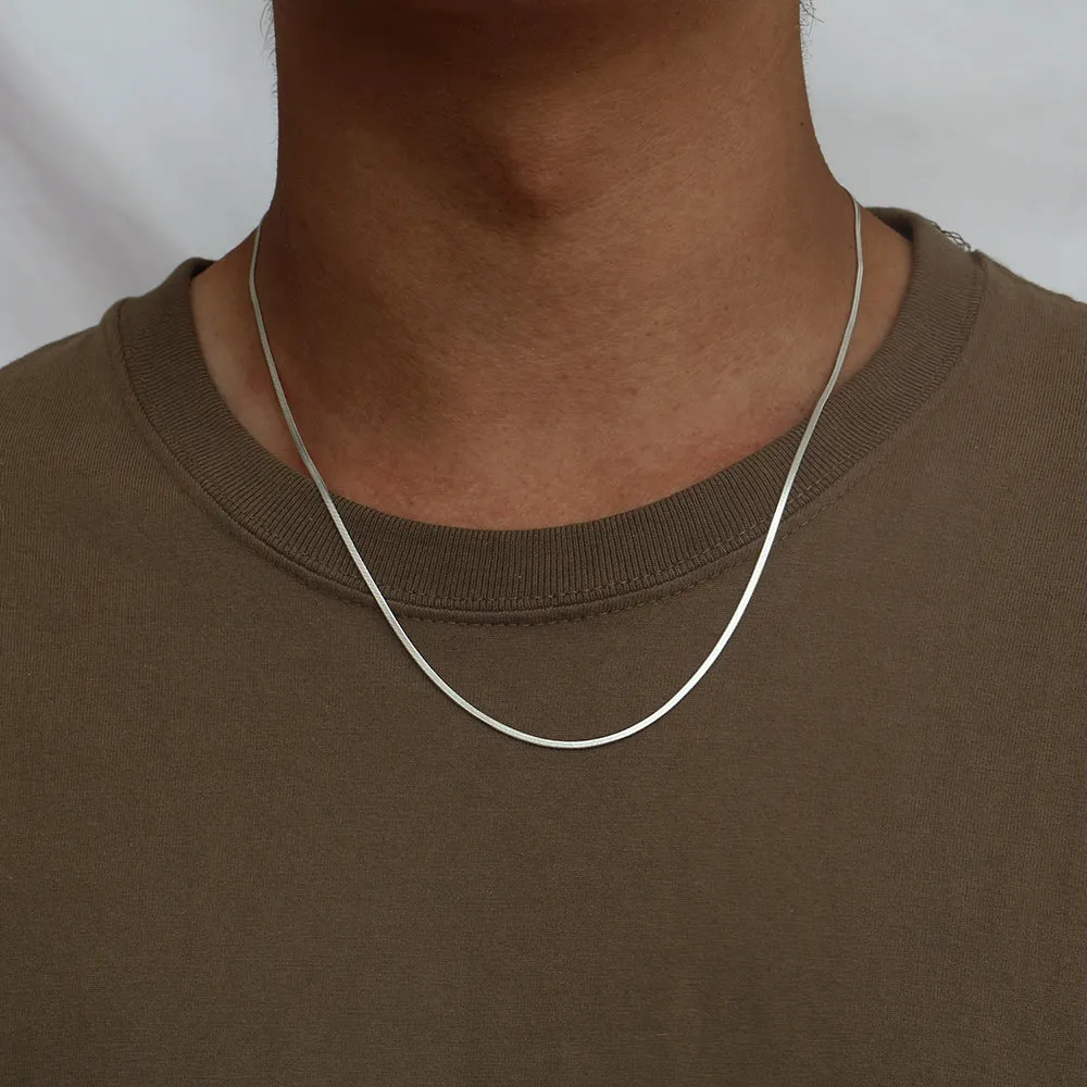 Thin Silver Flat Snake Chain (2MM)