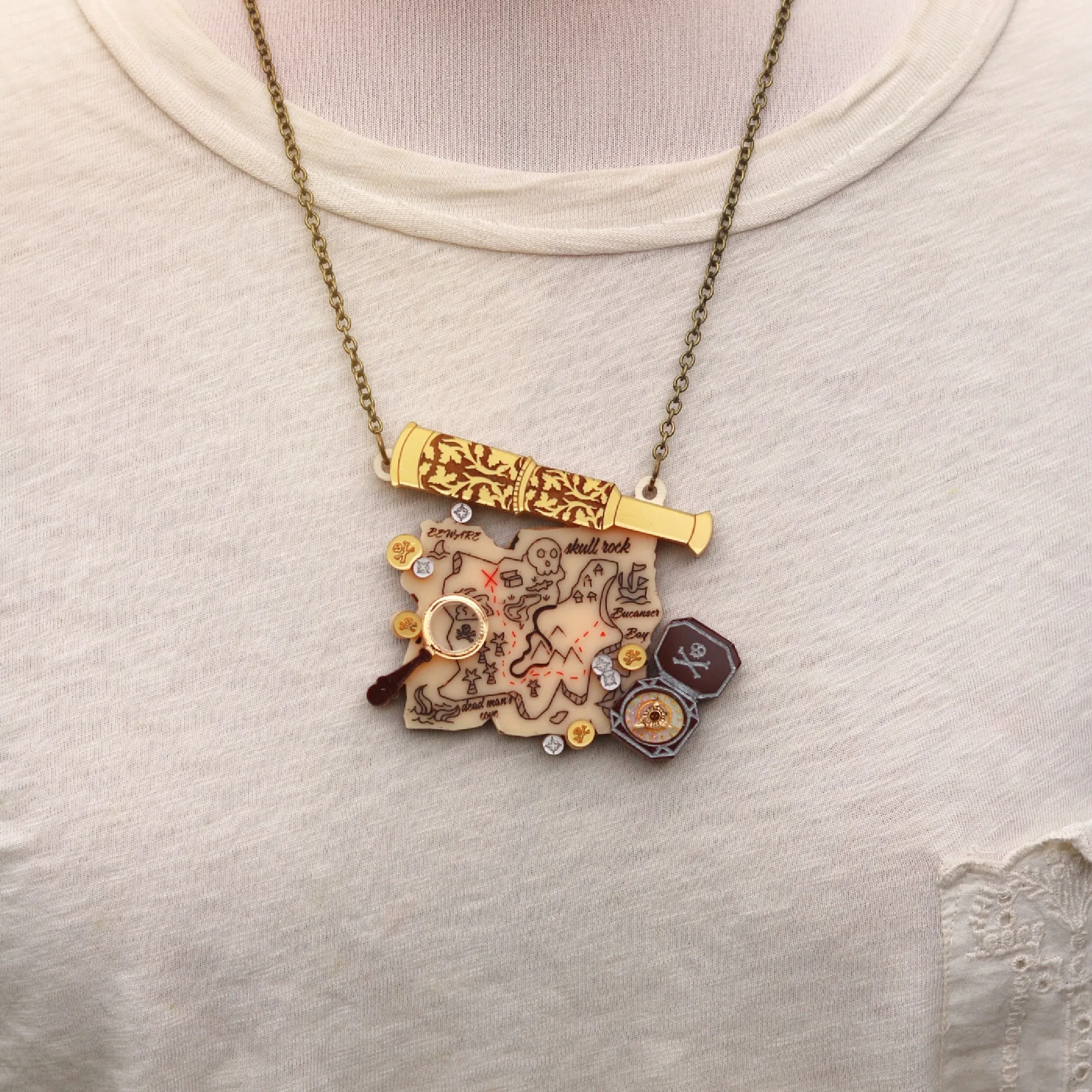 Treasure Map Acrylic Necklace